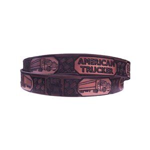 NEW American Trucker Truck Driver Leather Embossed Belt Strap Only Brown 42"